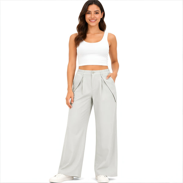 Women’s Off-White Wide Leg High-Waist Trousers-1