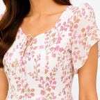 Women's Purple Floral Print High Low Midi Dress-4