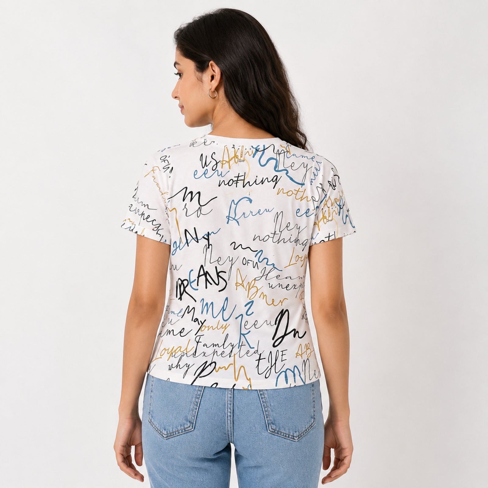 Women's Cute Teddy Bear Graphic Printed White T-Shirt-4