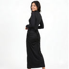 Women's Midnight Elegance Ruched Cut-Out Maxi Dress-3