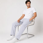 Men's Light Grey Relaxed Fit Drawstring Lounge Trousers-2