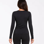Women's Black Full Sleeve Round Neck Solid T-Shirt | Slim Fit Everyday Essential Top-4