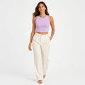 Women's Lavender Round Neck Sleeveless Fitted Crop Tank Top | Solid Everyday Basic-1