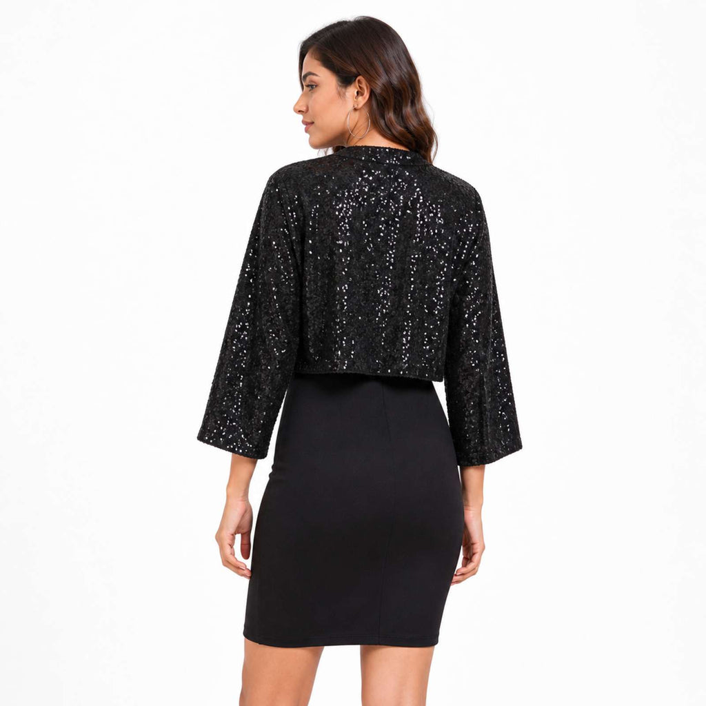 Midnight Sparkle Sequin Cropped Shrug-4