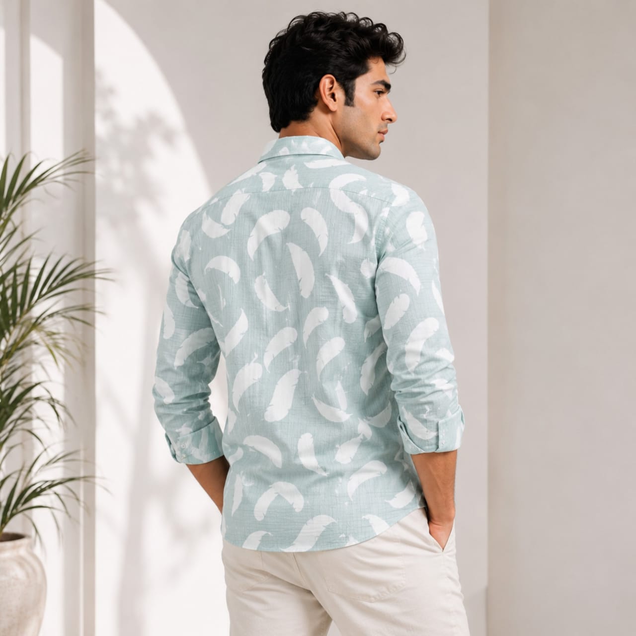 Men's Mint Sky Abstract Printed Casual Shirt-1