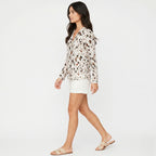 Ivory Abstract Print V-Neck Tunic Top-2