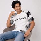 Men's White Graphic Printed Crew Neck T-Shirt-3