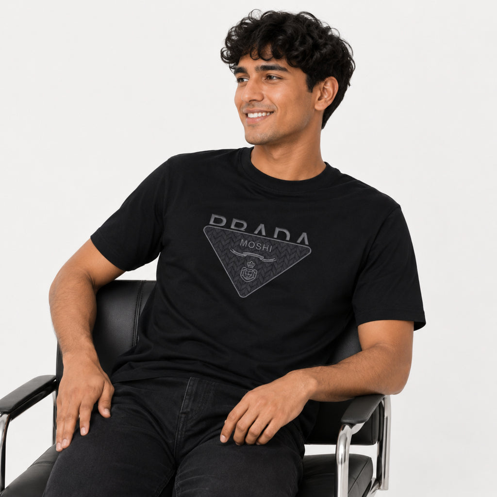 Men's Black Oversized Graphic Print T-Shirt-1