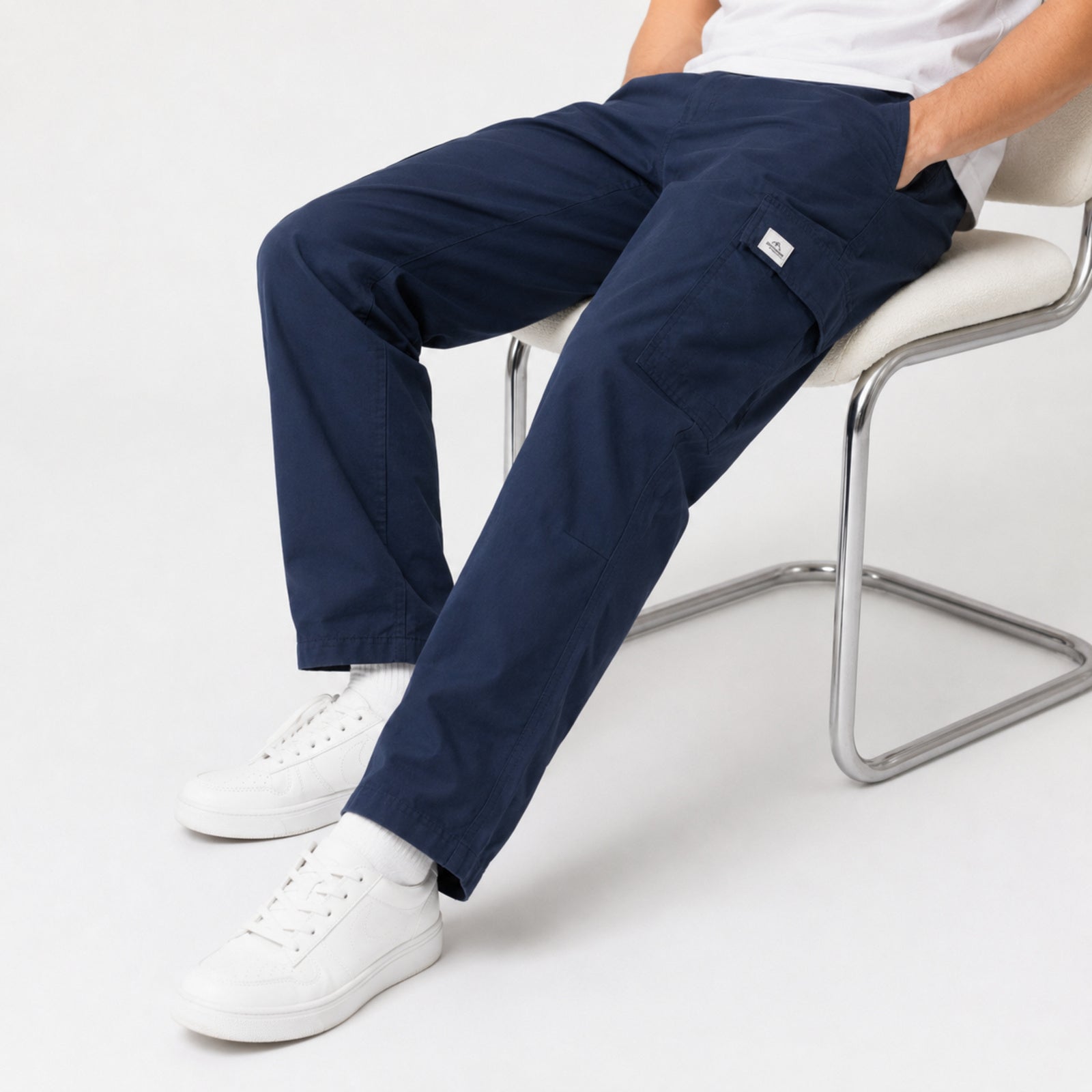 Men's Navy Blue Utility Cargo Jogger Pants-3