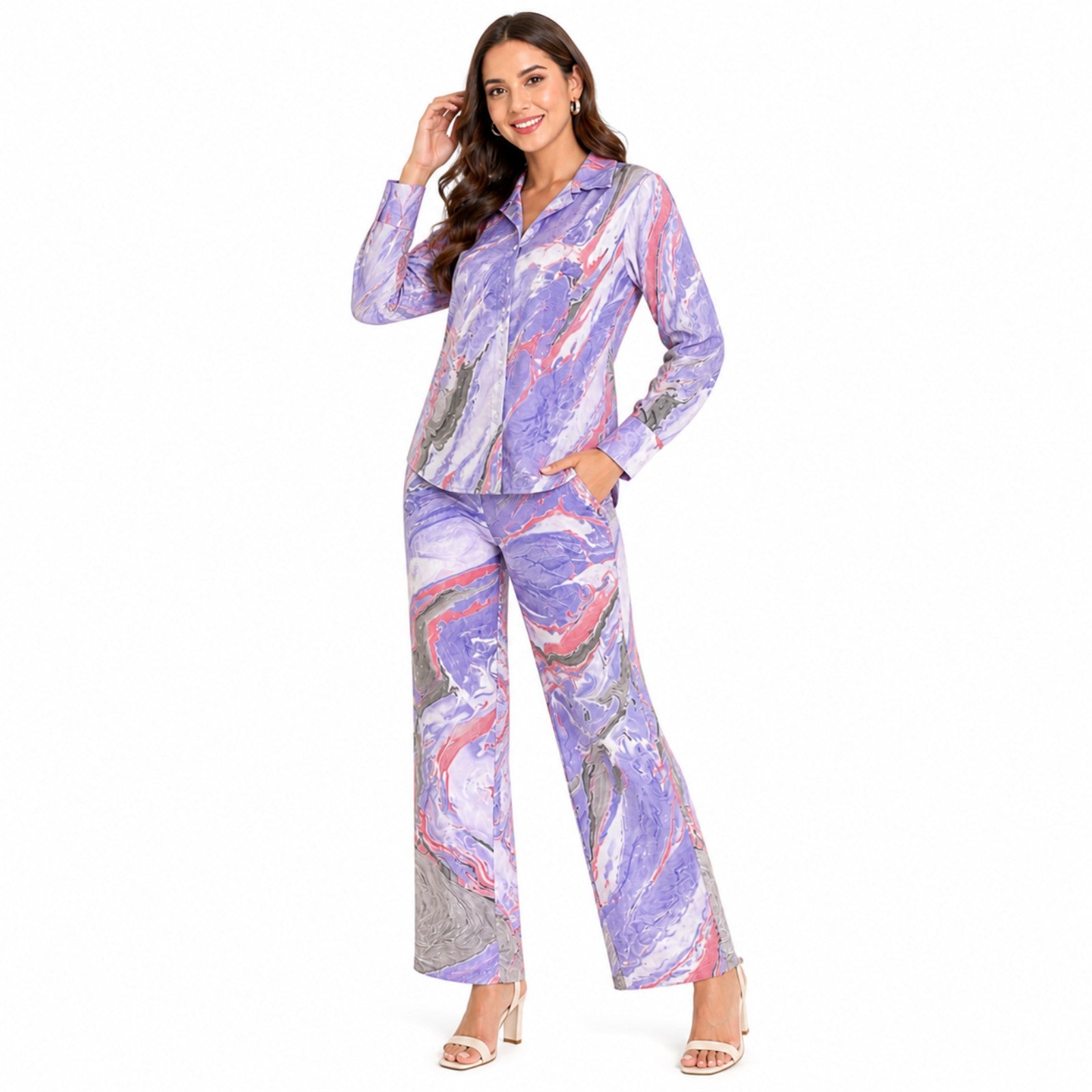Pastel Marble Print Co-ord Set-2