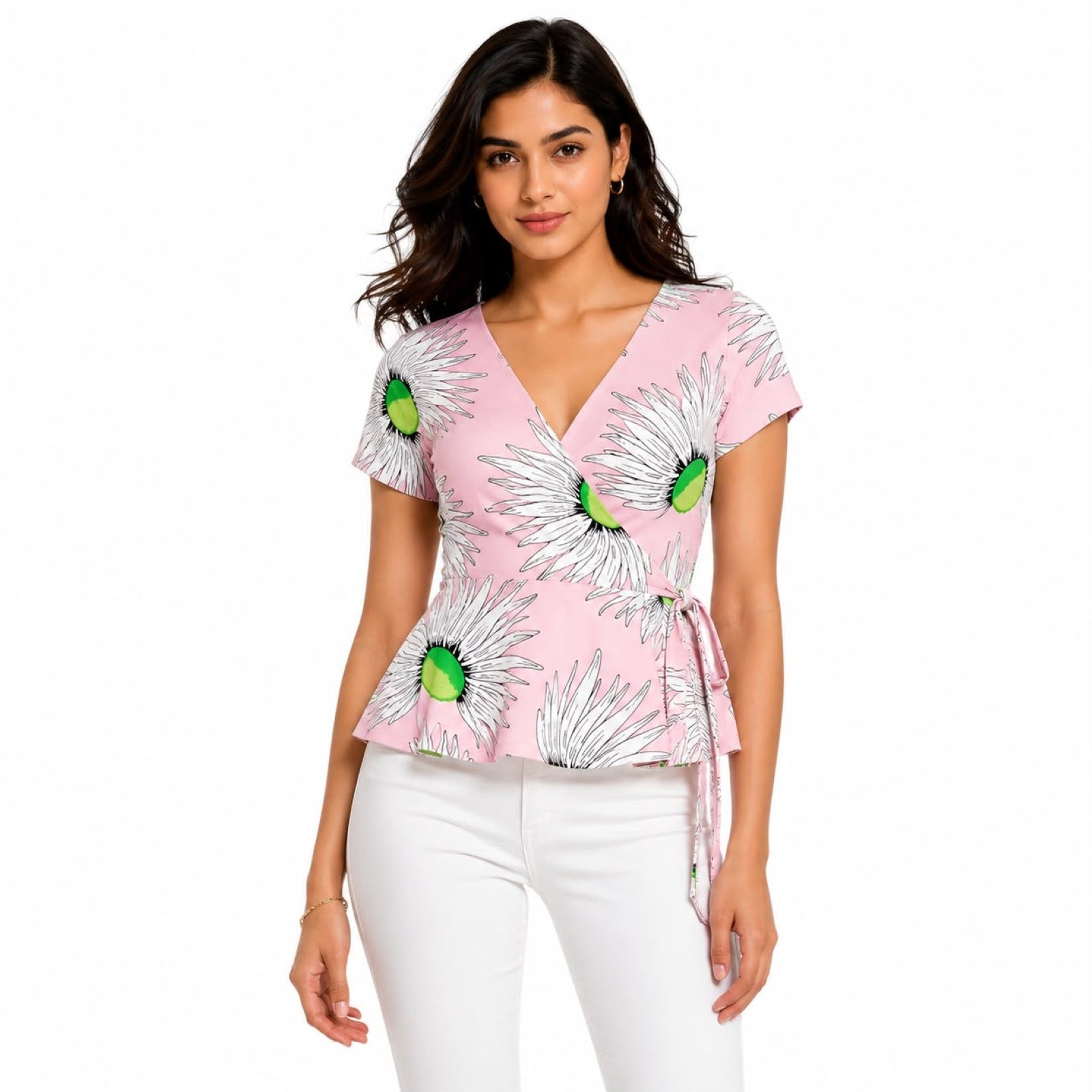 Women's Blush Daisy Wrap Peplum Top-1
