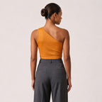 Women's Yellow One Shoulder Crop Top-2