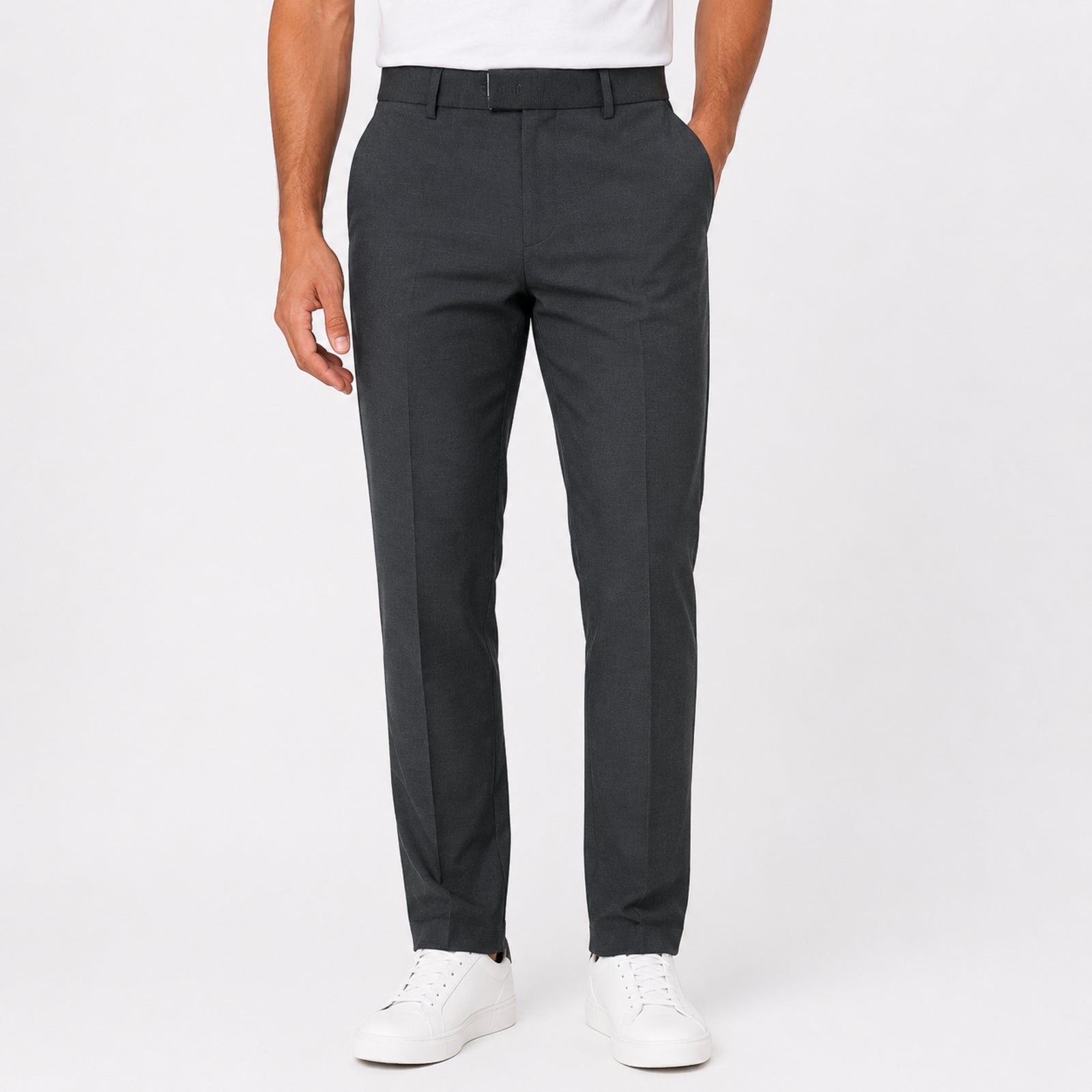 Men's Executive Charcoal Slim Fit Formal Trousers-3