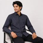 Men's Black Micro Print Formal Shirt-3
