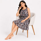 Women's Bohemian Chic White & Red Multi-Floral A-Line One-Piece Dress-2