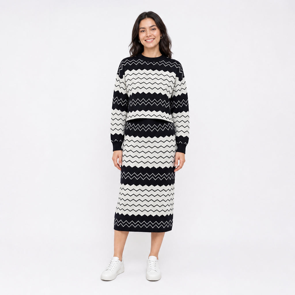 Monochrome Zigzag Co-ord Set-3