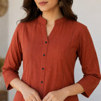 Women's Orange Straight Fit Kurta Pant Set-2