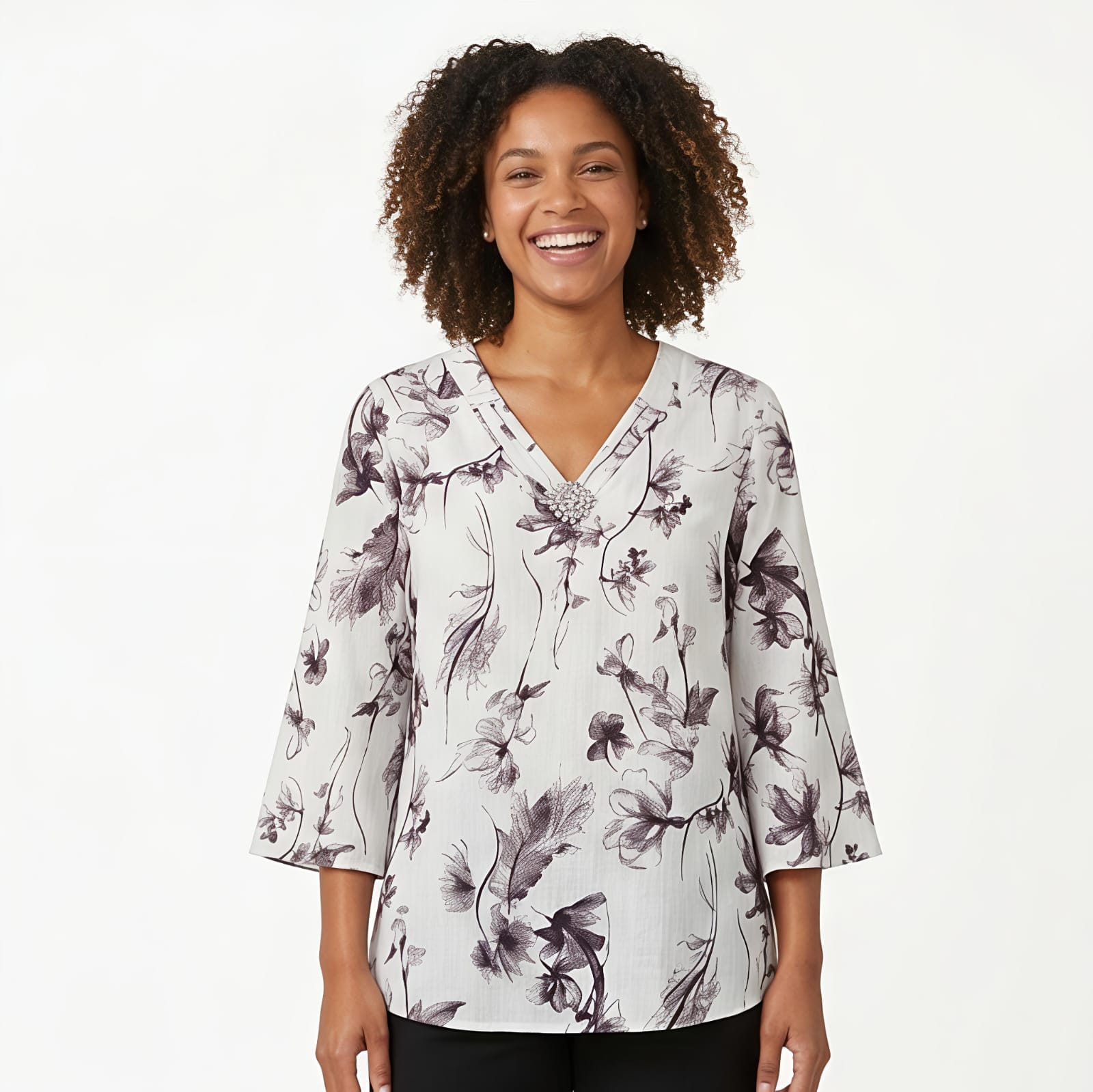 Silver Bloom Floral Women's Top-2