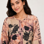 Women's Artistic Floral Collage High-Low Tunic Top-3