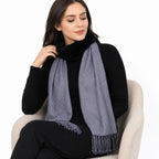 Women's Slate Grey Faux Fur Trim Winter Scarf-1