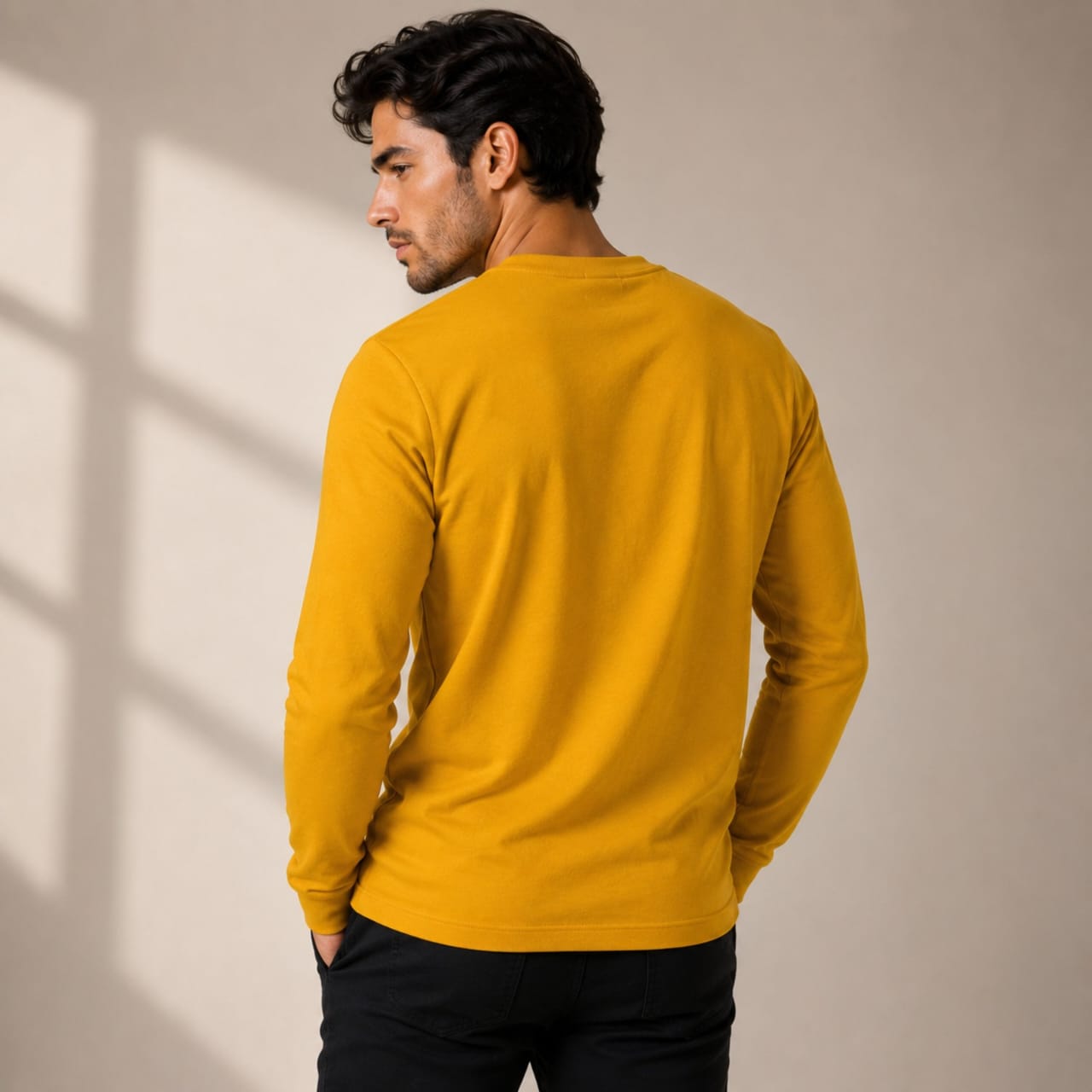 Men's Mustard Yellow Statement Graphic Sweatshirt-1