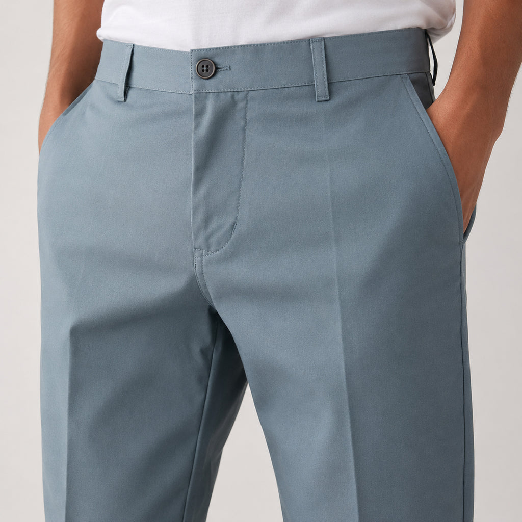 Men's Ice Grey Tailored Slim Fit Formal Trousers-4