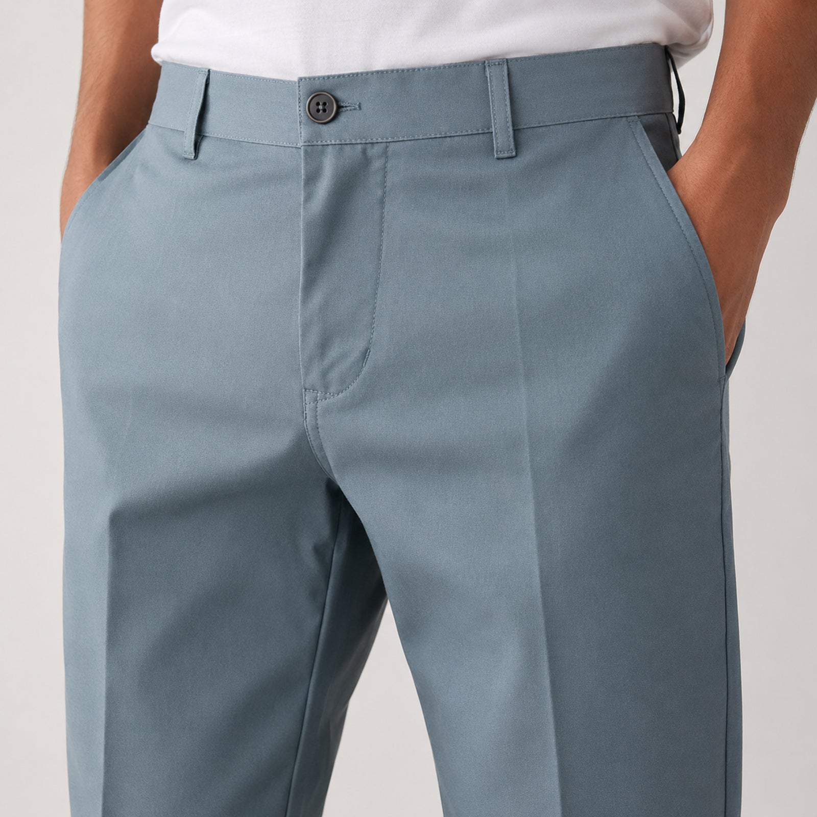 Men's Ice Grey Tailored Slim Fit Formal Trousers-4
