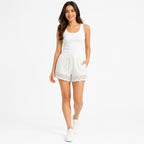 Women's White Lace Drawstring Shorts | Crochet Detail Casual Summer Shorts-2