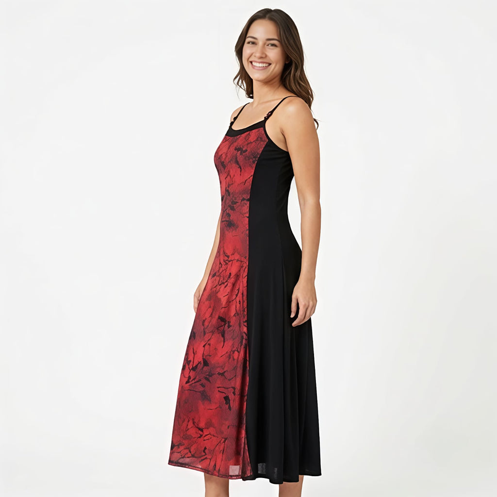 Women's Rose Marble Print Midi Dress-4