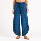 Women's Boho Embroidered Harem Pants – Navy Blue-2
