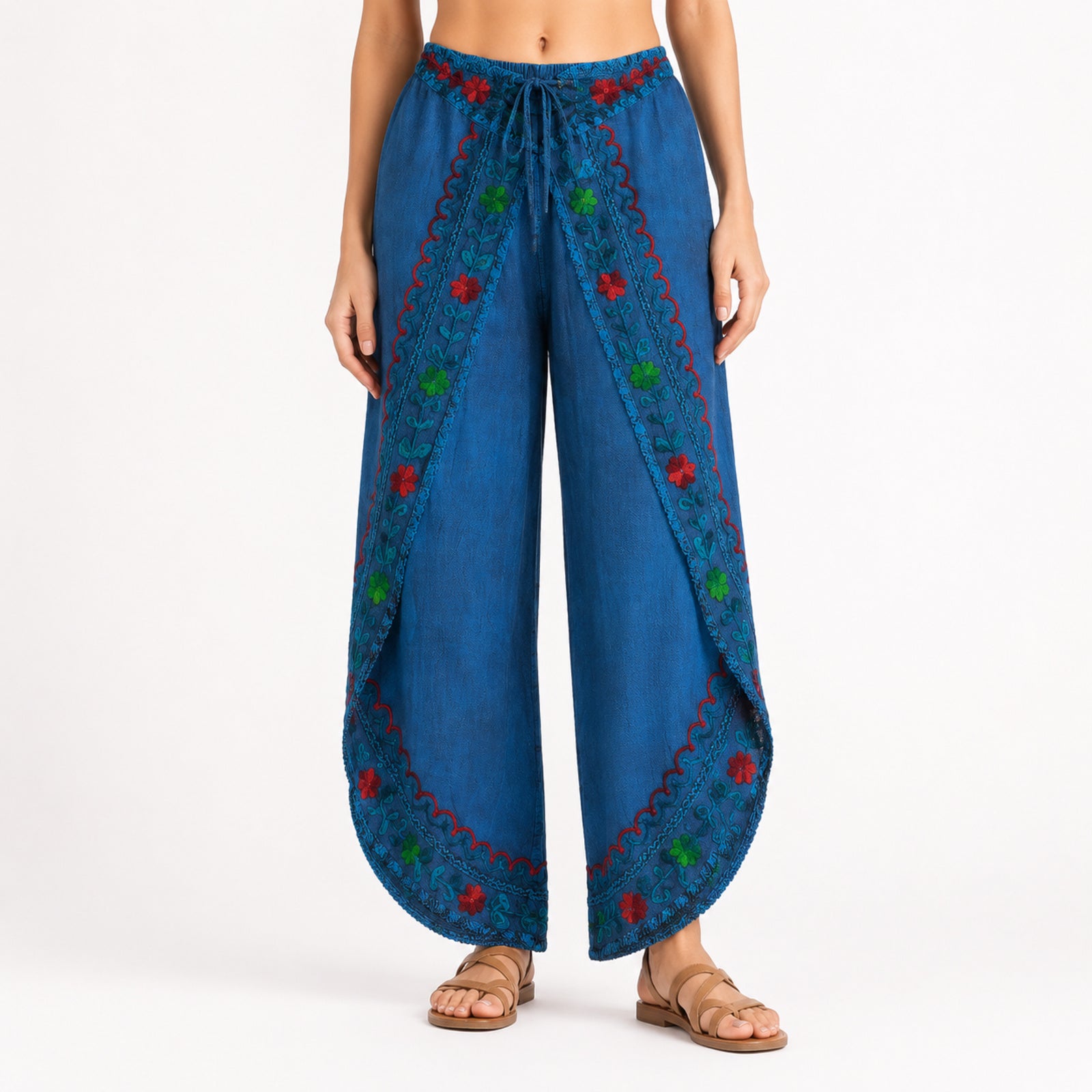 Women's Boho Embroidered Harem Pants – Navy Blue-2