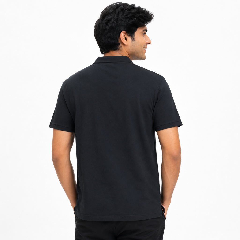 Men's Classic Black Henley Neck T-Shirt-1