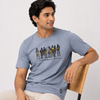 Men's Light Blue Graphic Printed Crew Neck T-Shirt-4