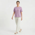Lavender Textured Crew Neck Top-1