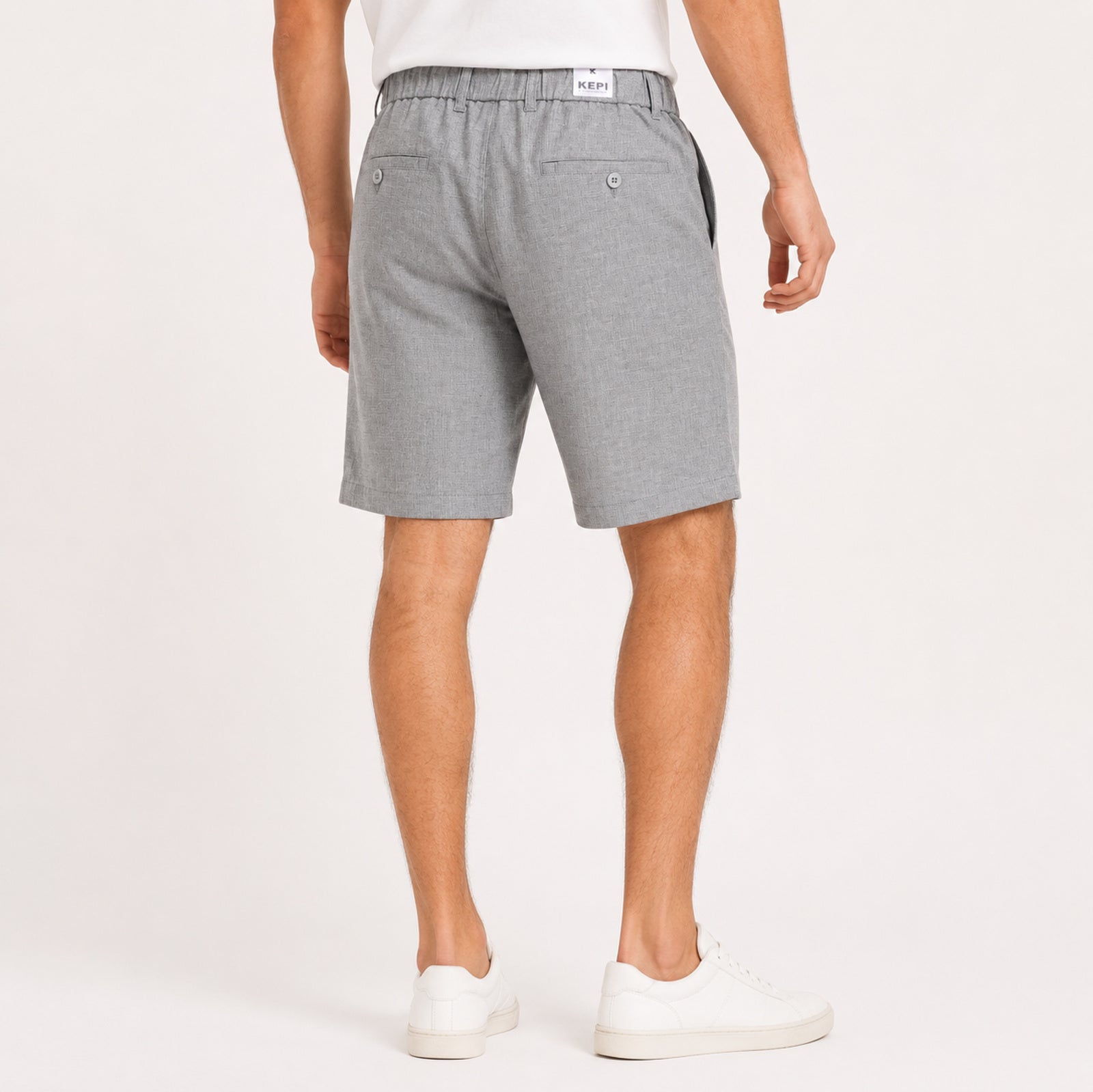 Men's Light Grey Drawstring Casual Shorts-1