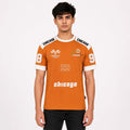 Men's Orange Motorsport Graphic Contrast Panel Crew Neck T-Shirt | Regular Fit Half Sleeve Casual Tee-1