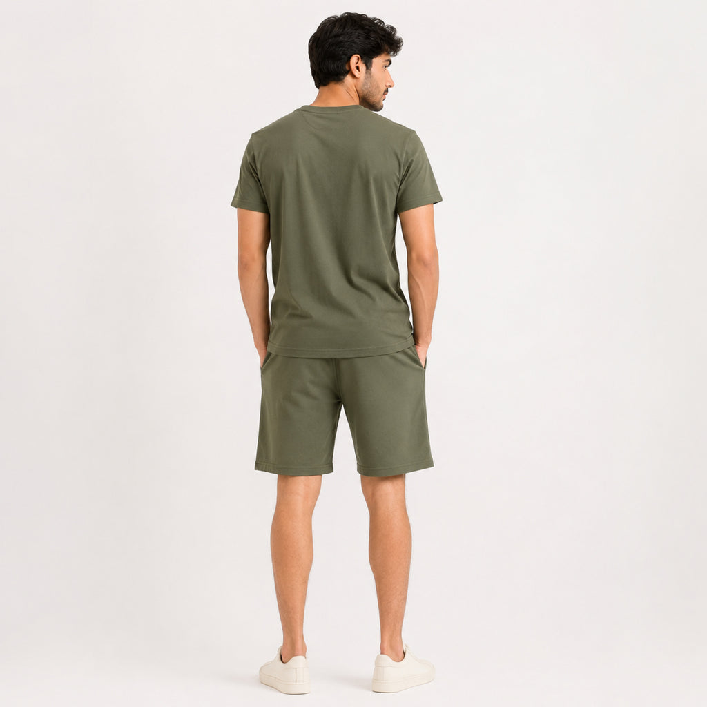 Men's Light Green Typography Varsity Print Performance T-Shirt and Shorts Co-ord Set-2