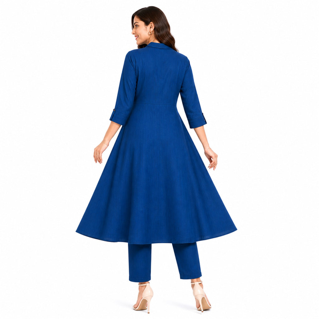 Indigo Grace Flared Kurta Set-4