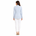 Women's Sky Blue Formal Single-Breasted Blazer for Office & Business Wear-4