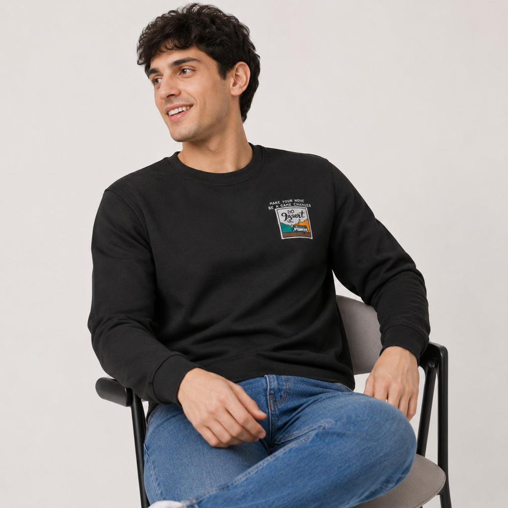 Men's Black Printed Casual Sweatshirt-4