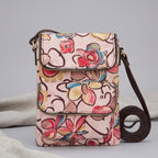 Women's Light Pink Floral Print Crossbody Sling Bag with Adjustable Strap-1