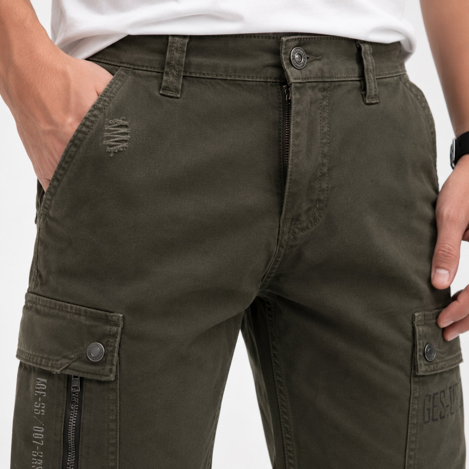 Men's Dark Green Cargo Pants-2