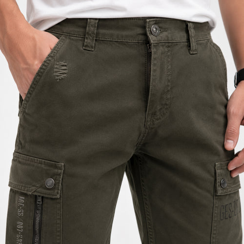 Men's Dark Green Cargo Pants-2