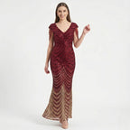 Ruby Glam Fringe Sequin Evening Gown-3