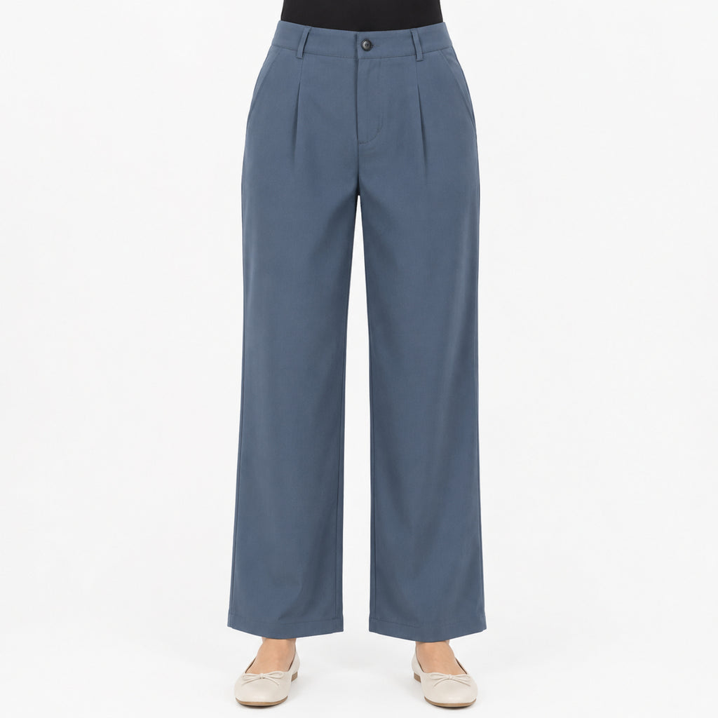 Women's Dusky Teal Elegance Trousers-3