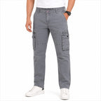 Men's Sky Blue Washed Utility Cargo Jeans with Side Patch Pockets-1