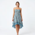 Women's Printed Strapless High-Low Dress-1
