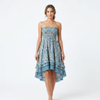 Women's Printed Strapless High-Low Dress-1