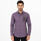 Men's Lavender Slim Fit Printed Casual Shirt-1