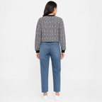 Women's Black & White Abstract Print Full Sleeve Sweatshirt-3